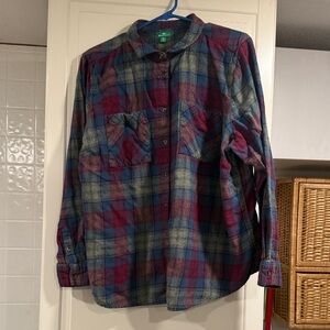 Dip Plaid Button-Up Shirt - Blue and Red size 2X 12:26 100% organic cotton